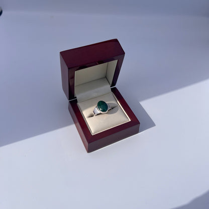 Natural Malachite Signet Ring, 925 sterling silver, handmade signet ring